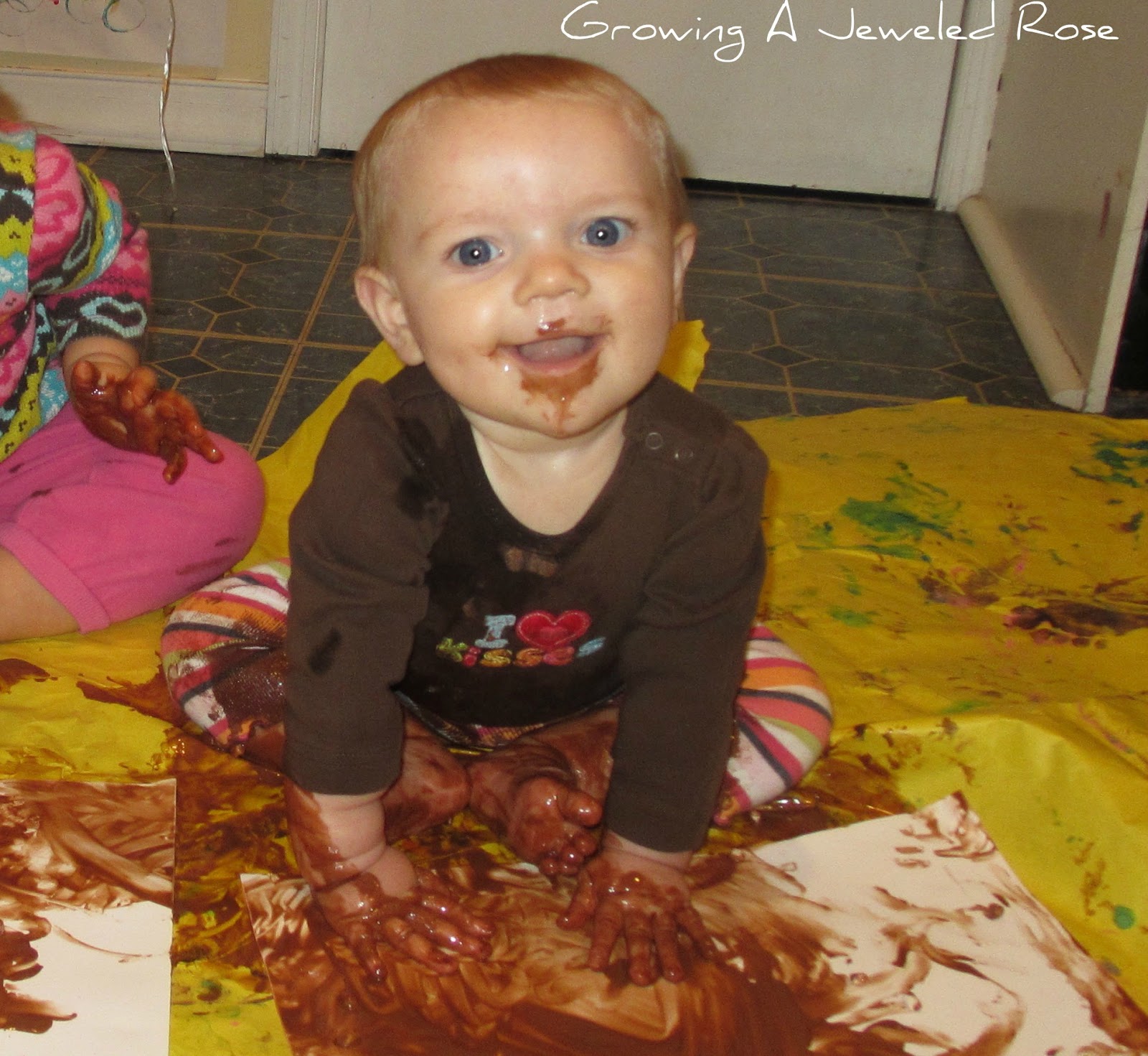 4 girl finger painting 4 girl finger painting
